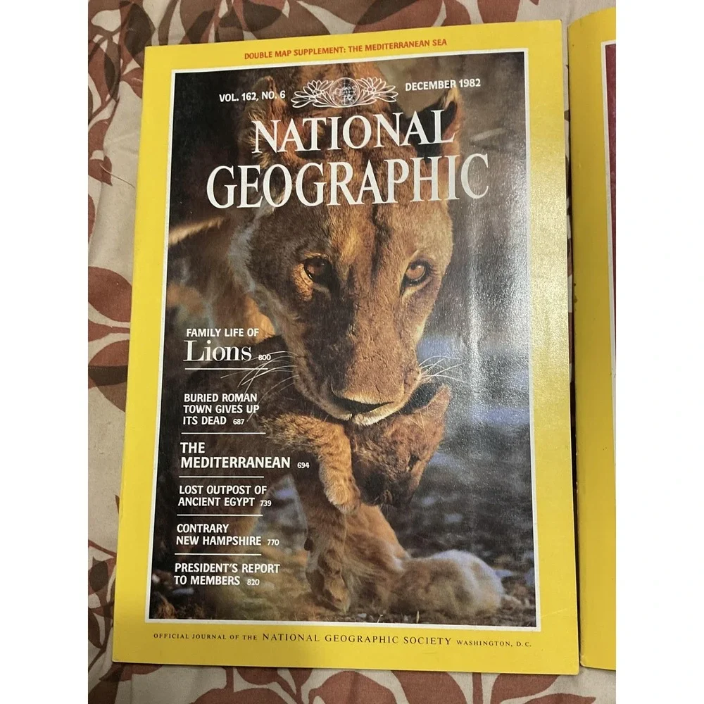 Vintage 1982 National Geographic Magazine Lot Nov‎ Dec Lions Pueblo Pottery Ads